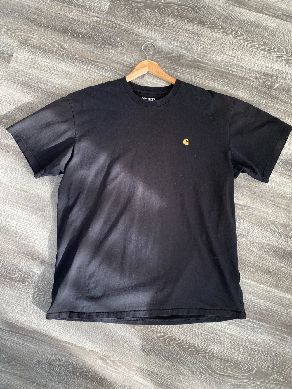 Carhartt Black Short-Sleeve Tee Embroidered Yellow Logo Sz XXL